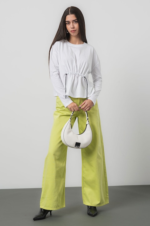 Karl Lagerfeld, Bluza cu drapaj frontal, Alb optic, S