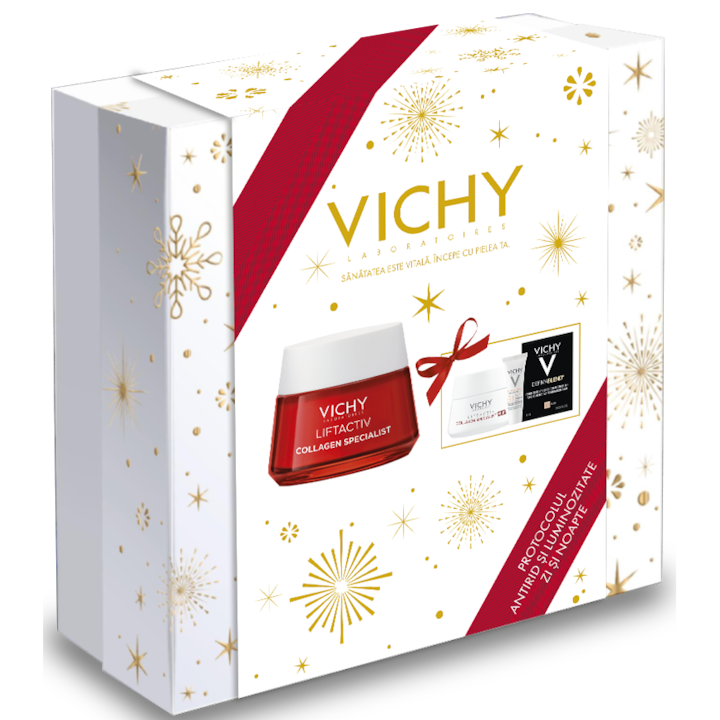 Pachet Crema de fata de zi antirid Vichy LIFTACTIV Collagen Specialist pentru toate tipurile de ten, 50ml + Crema de noapte Vichy LIFTACTIV Collagen Specialist pentru toate tipurile de ten, 15ml