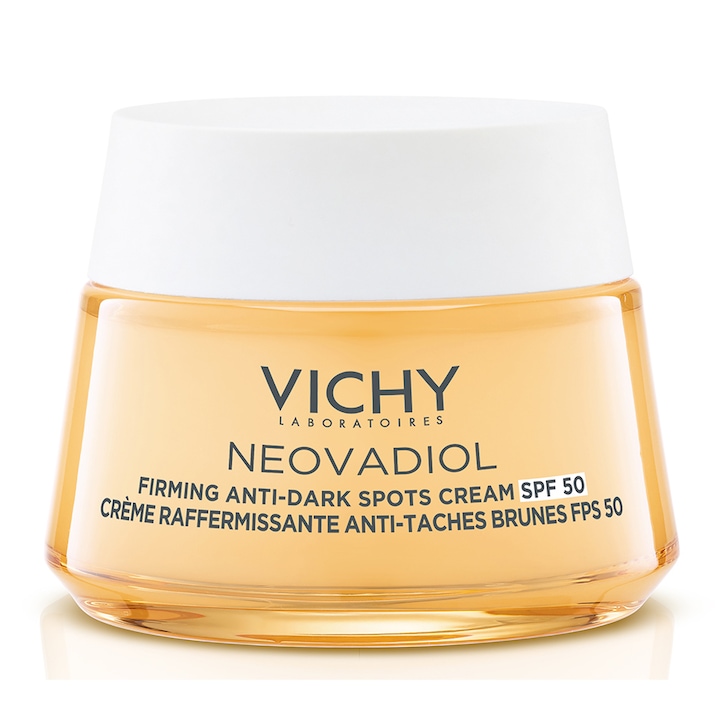 Crema de zi cu acid hialuronic Vichy Neovadiol Post-Menopause SPF 50 cu efect de fermitate si corectie pete pigmentare, 50 ml