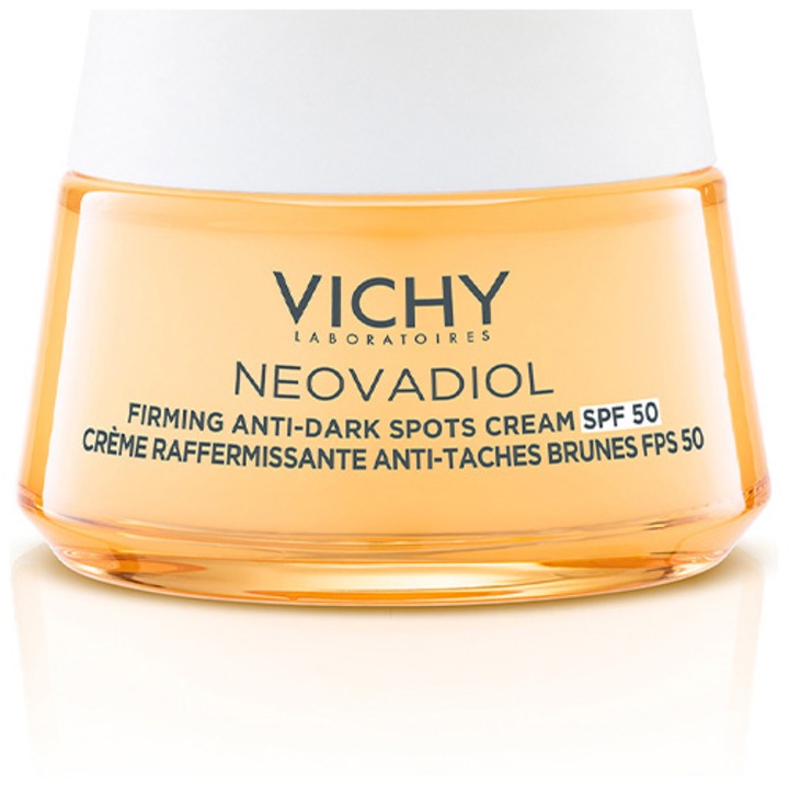 Crema de zi cu acid hialuronic Vichy Neovadiol Post-Menopause SPF 50 cu efect de fermitate si corectie pete pigmentare, 50 ml