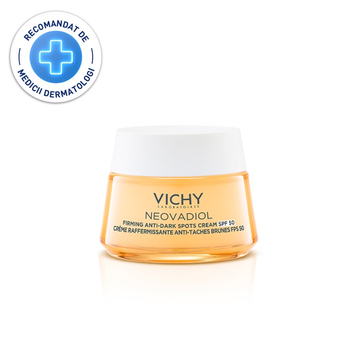 Crema de zi cu acid hialuronic Vichy Neovadiol Post-Menopause SPF 50 cu efect de fermitate si corectie pete pigmentare, 50 ml