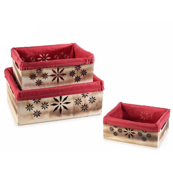 Set 3 cosuri decorative Craciun 30x23x12 cm, 25x20x10 cm, 20x16.5x8 cm