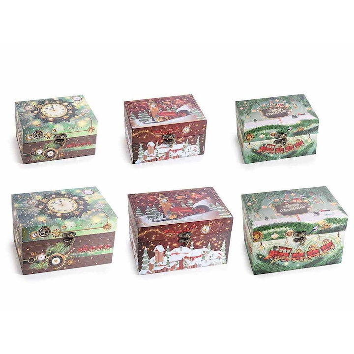 Set 6 cutii decorative Craciun 20x14x12 cm, 16x11x9 cm