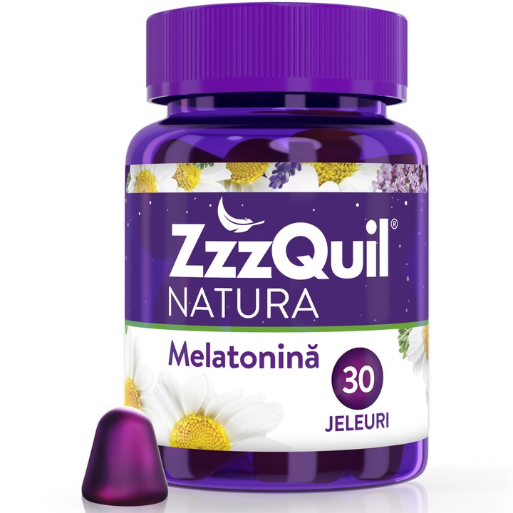 Supliment alimentar pentru somn Zzzquil Natura cu melatonina, vit. B6, musetel, valeriana si lavanda, 30 jeleuri