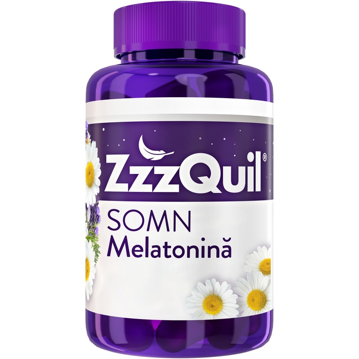 Supliment alimentar pentru somn Zzzquil Natura cu melatonina, vit. B6, musetel, valeriana si lavanda, 60 jeleuri