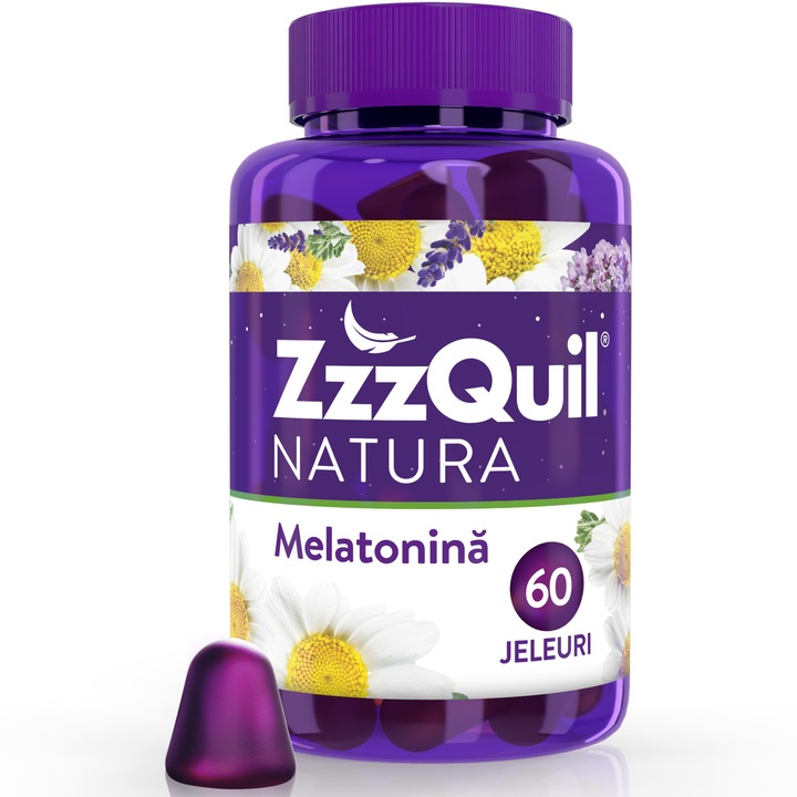 Supliment alimentar pentru somn Zzzquil Natura cu melatonina, vit. B6, musetel, valeriana si lavanda, 60 jeleuri