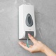 Dispenser Mercaton pentru Sapun Lichid sau Dezinfectant, Plastic, Montare pe Perete, 350 ML, 70 x 70 x 190 mm, Alb