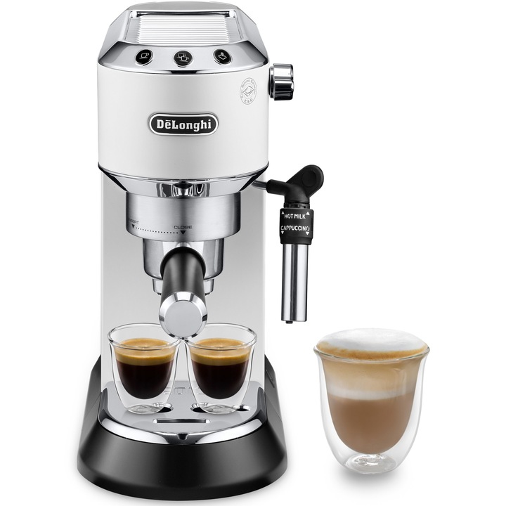 DeLonghi Dedica Style EC 685 W, Manuális kávéfőző, 1300 W, 15 Bar, 1,1 l, Vékony, fehér