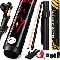 Tac pentru Biliard din 2 Piese, din Artar Canadian, Lungime 148 cm, Varf de Piele 12.5 mm, 18 oz (510 g), cu Husa din Piele Vegana, Accesorii pentru Intretinut Tacul, Manusa de Biliard si Creta