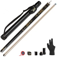 Tac pentru Biliard din 2 Piese, din Artar Canadian, Lungime 148 cm, Varf de Piele 12.5 mm, 19 oz (538 g), cu Husa din Piele Vegana, Accesorii pentru Intretinut Tacul, Manusa de Biliard si Creta