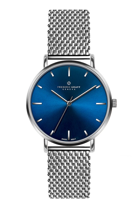 Frederic Graff, Rozsdamentes acél karóra hálós szíjjal, Ezüstszín