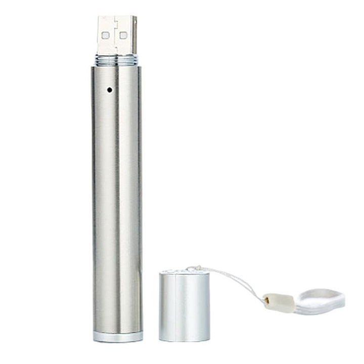 Mini lanterna LED, Betterlifefg, Laser, Incarcare USB, Inox, 100 mm, Argintiu