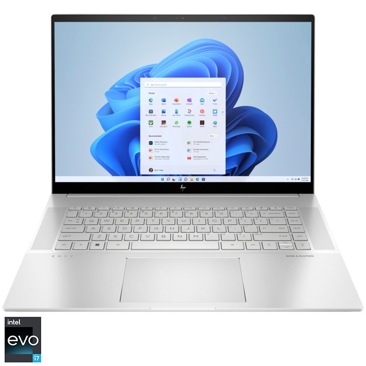 Laptop HP ENVY 16-h1007nq cu procesor Intel® Core™ i7-13700H pana la 5.00 GHz, 16", WQXGA, Touch, 16GB DDR5, 1TB SSD, Intel® Arc™ A370M 4GB GDDR6, Windows 11 Home, Natural Silver