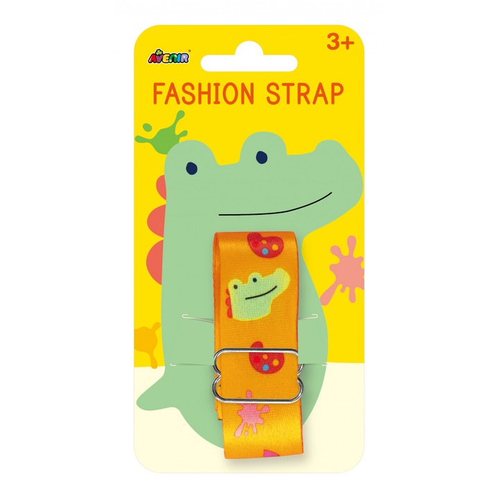 Регулируема модна каишка за аксесоари - Артистичен крокодил, текстил, Avenir, 3 години+