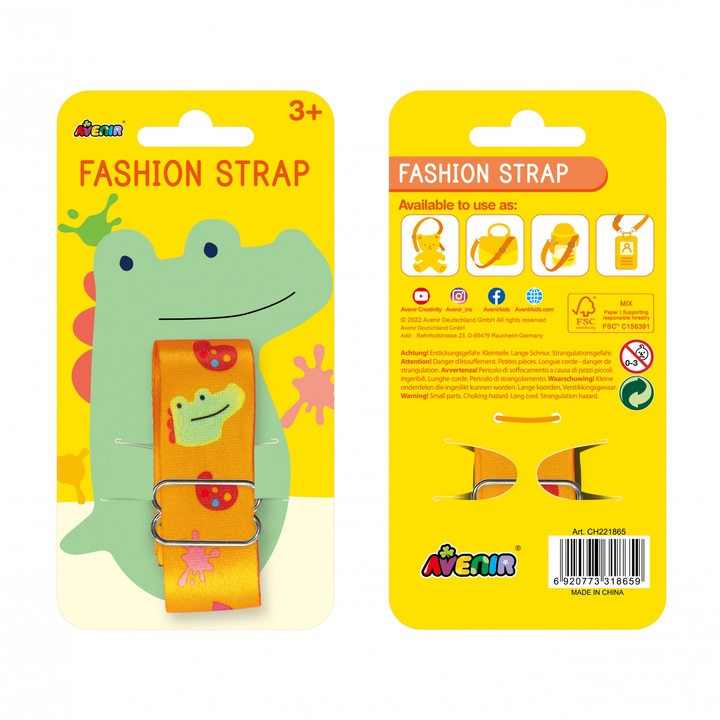 Bretea Fashion ajustabila pentru accesorii - Crocodil artistic