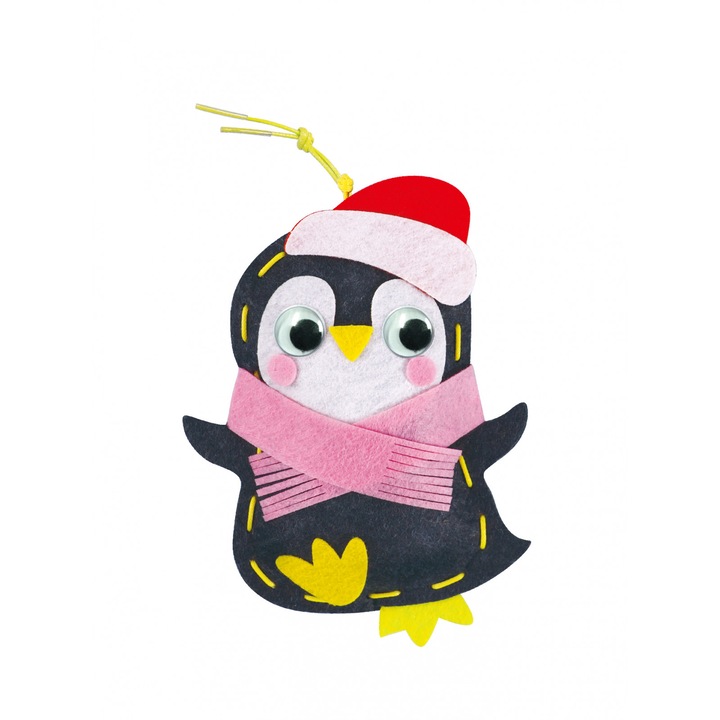 Set creativ de cusut cu tehnica siretului - Primul meu Pandantiv Animale Polare, nivel 2, textil, Avenir, 3 ani+