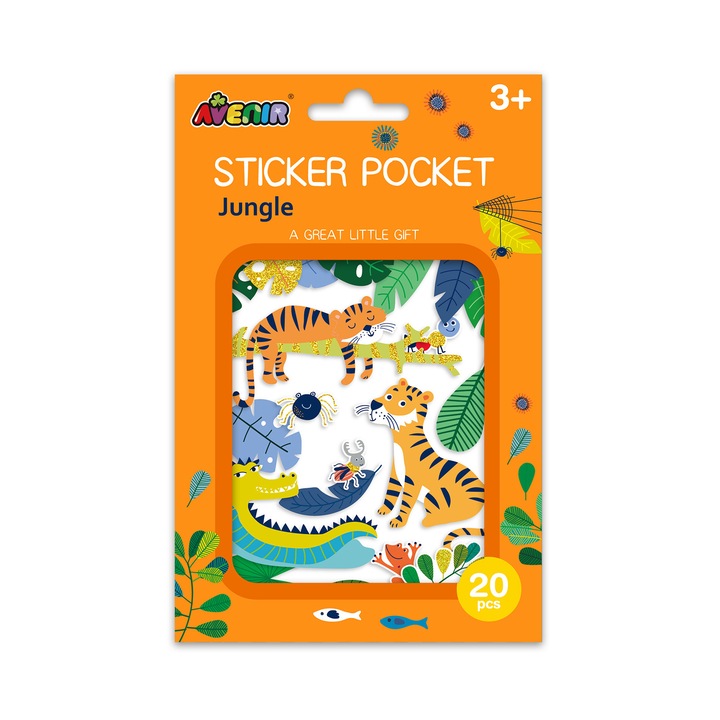 Set cu abtibilduri - Jungla, hartie, Avenir, 3 ani+
