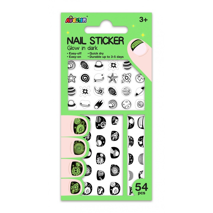 Stickere pentru unghii fosforescente - stralucesc in intuneric - Spatiu