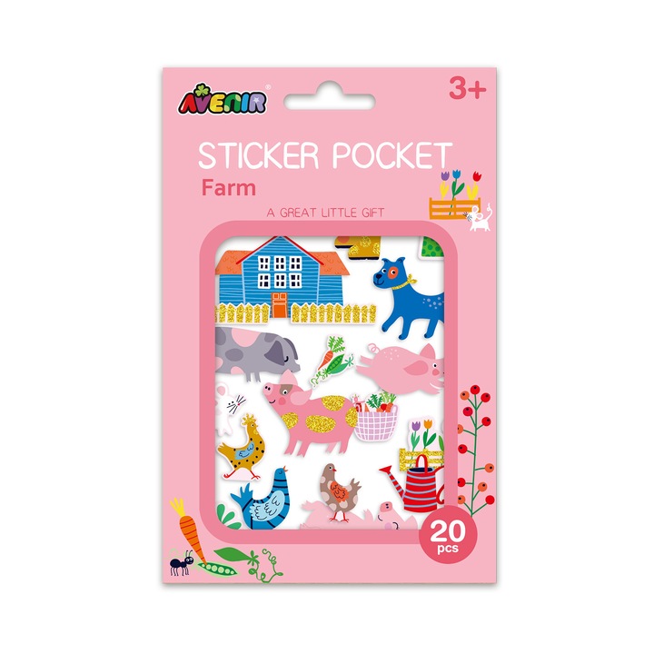 Set cu abtibilduri - Ferma, hartie, Avenir, 3 ani+