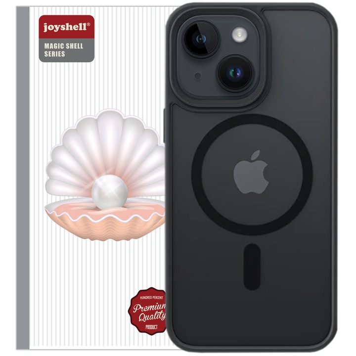 Husa de Protectie, compatibila cu Apple iPhone 15 Plus, Joyshell cu MagSafe, Antisoc, hardcase, Negru