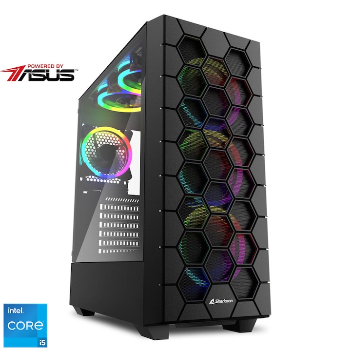 Sistem Desktop PC Gaming Serioux Powered by ASUS cu procesor Intel® Core™ i5-12400F pana la 4.4 GHz, 16GB DDR4, 1TB SSD M.2, NVIDIA® GeForce RTX™ 3050 8GB GDDR6, No OS, Black