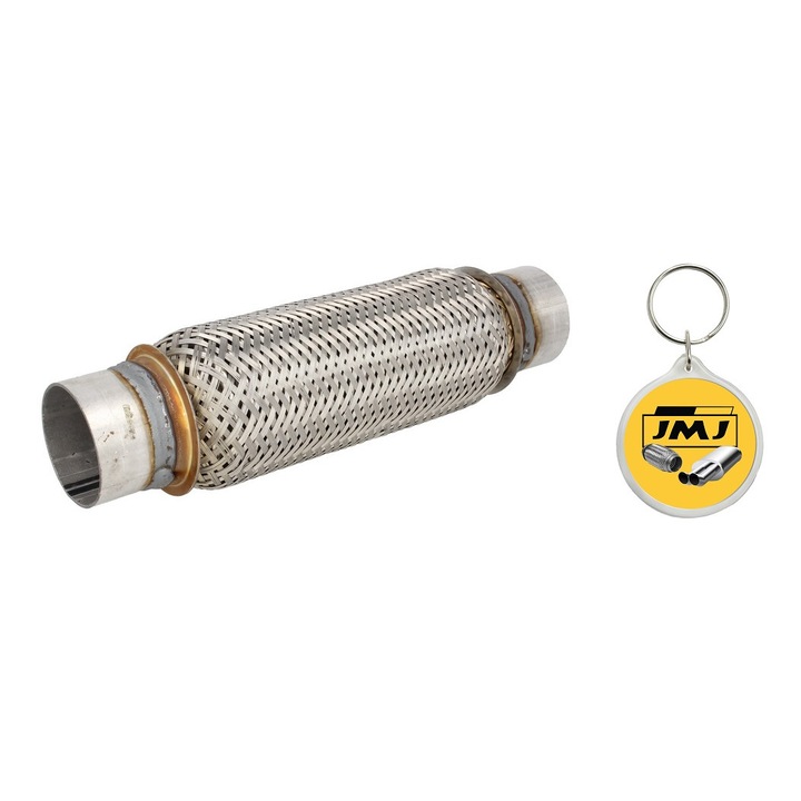 Set Racord Flexibil pentru Sistemul de Esapament, JMJ, Amortizarea Vibratiilor, Cu Conducte de Intrare, 55 x 230 mm cu Breloc JMJ