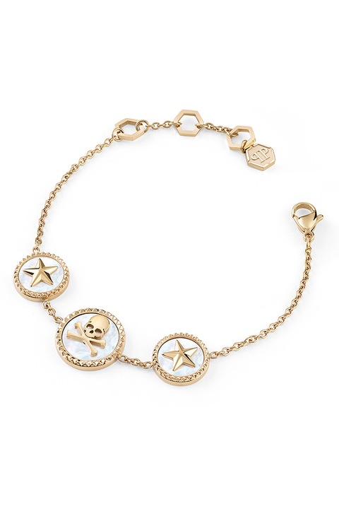 Philipp Plein, Bratara din otel inoxidabil cu talismane rotunde, Auriu