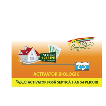 Bioactivator fosa septica Eco Confort, 1 an, 54 plicuri x 25gr Bioactivator fosa septica Eco Confort, 1 an, 54 plicuri x 25gr