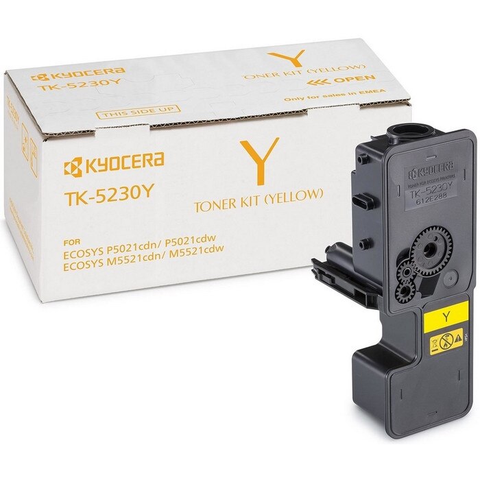 Toner original TK-5230Y Yellow, 2200 pagini, pentru imprimante Kyocera Ecosys M5521cdw, Kyocera Ecosys M5521cdn, Kyocera Ecosys P5021cdw, Kyocera Ecosys P5021cdn