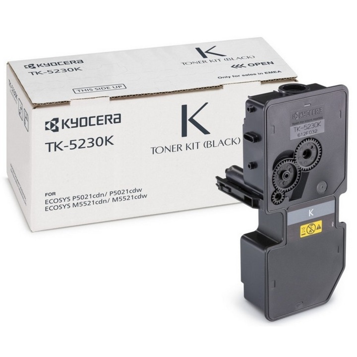 Оригинална тонер касета TK-5230K Black, 2600 стр., за принтери Kyocera Ecosys M5521cdw, Kyocera Ecosys M5521cdn, Kyocera Ecosys P5021cdw, Kyocera Ecosys P5021cdn