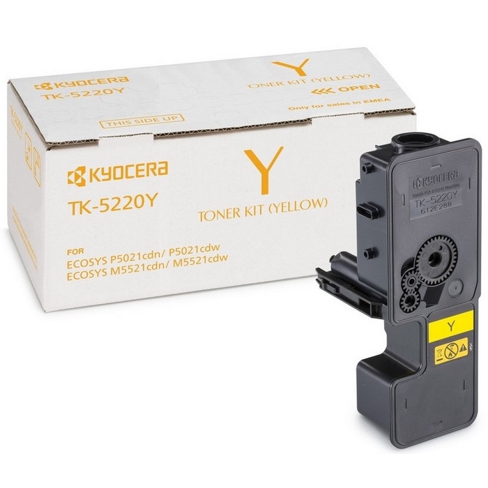 Toner original TK-5220Y Yellow, 1200 pagini, pentru imprimante Kyocera Ecosys M5521cdw, Kyocera Ecosys M5521cdn, Kyocera Ecosys P5021cdw, Kyocera Ecosys P5021cdn