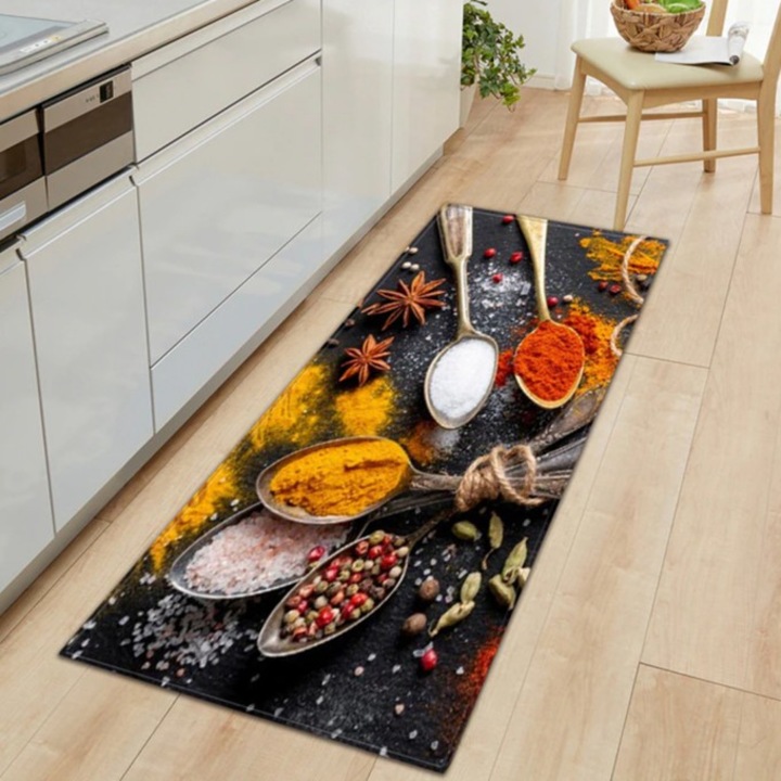 Covor 3D de bucatarie, Roneberg, HOT & SPICE, 60x90 cm, Multicolor