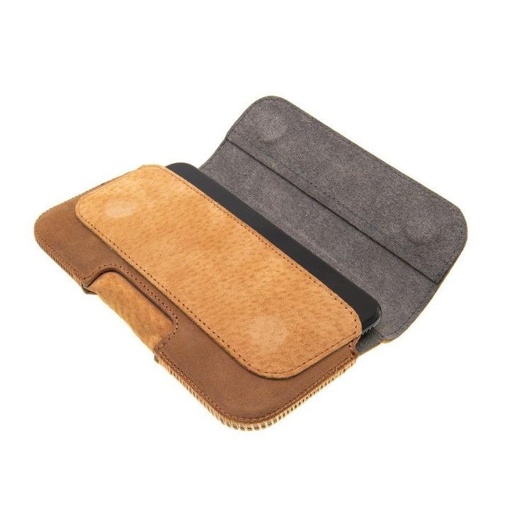 FIXED Horizontal Bőrtok Posh with closing, 5XL méret + Brown, 171711, Mobiltelefon tok