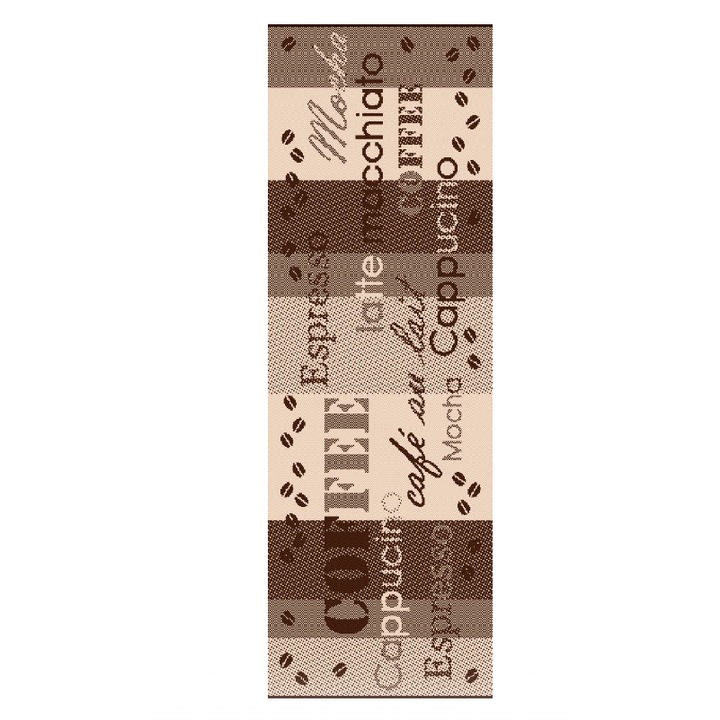 Covor Antiderapant Pentru Bucatarie, Flex 19052-19, 75x200 cm, Maro / Bej