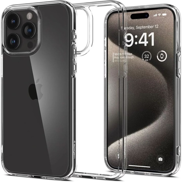 Кейс Spigen Ultra Hybrid, съвместим с iPhone 15 Pro Max прозрачен