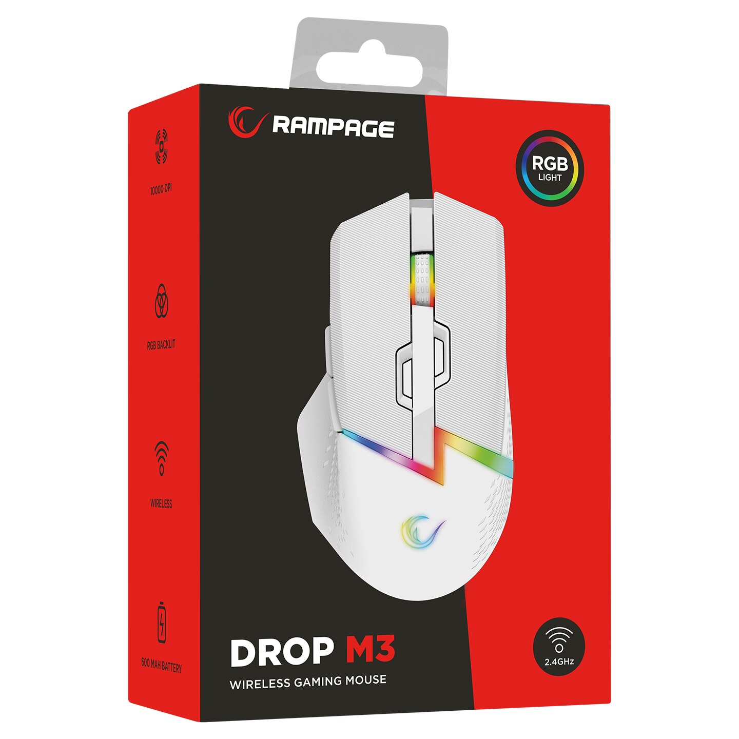 Drop Computer Mouse Mouse Gaming Wireless, Rampage DROP M3, Iluminare RGB, 10000 DPI, 10 ...