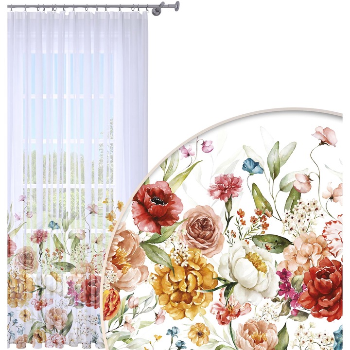 Perdea Gata Confectionata, Homeview, FKD124, Bride, Poliester, Voal, Simpla, Multicolor, 140 x 250