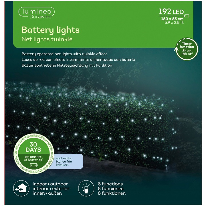 Instalatie Craciun Lumineo 497235, 192 x 3mm led, lumina rece, 1.8 x 0.85 m