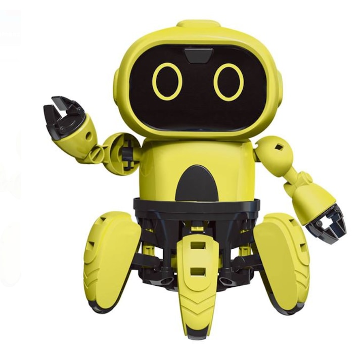 Építhető interaktív mini robot, 6 láb, LED képernyő, mozgás- és hangérzékelő, AMA