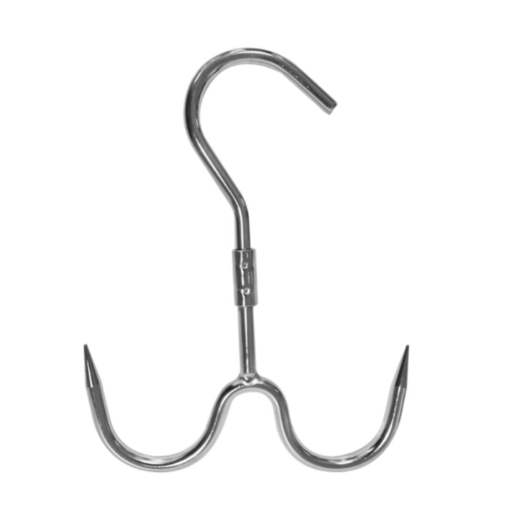 Carlig dublu pentru macelarie RAKI, metal