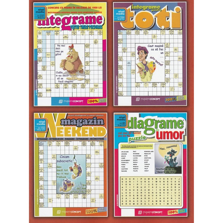 Pachet de integrame magazin de weekend, integrame pentru pensionari, i ntegrame pentru toti, diagrame cu umor - nivel mediu, Maxim