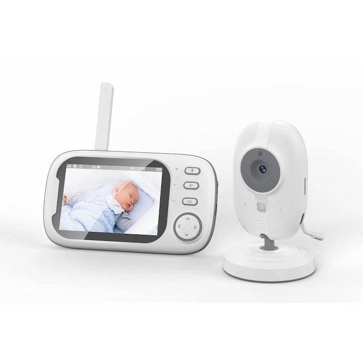 Бебефон и безжична аудио-видео камера за наблюдение на бебета, LLUNNA, модел AMB 600, резолюция 1280/720, нощен режим, зарядно Type-C