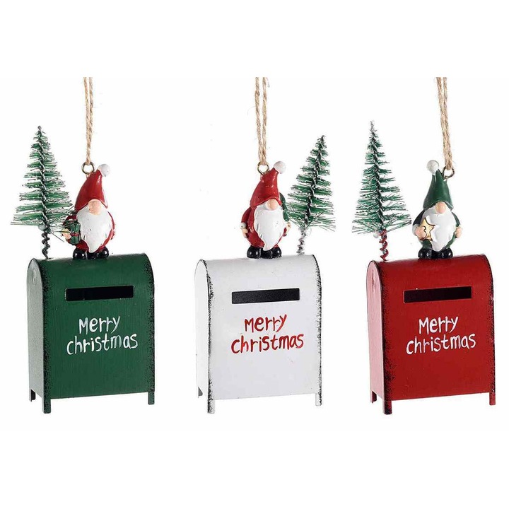 Set 9 ornamente brad Craciun metal 4.5x2.5x11.5 cm