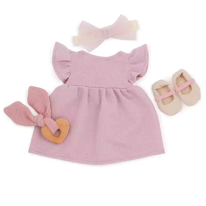 Kiegészítő készlet 14"-es Battat babához, Ruha cipővel és hajgumival, 3 részes, rózsaszín