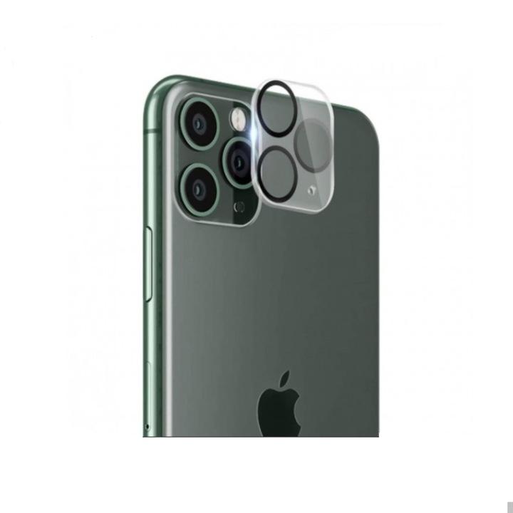 Védőfólia iPhone 11,9H-val kompatibilis fényképezőgéphez, 0,7 mm, fekete - átlátszó