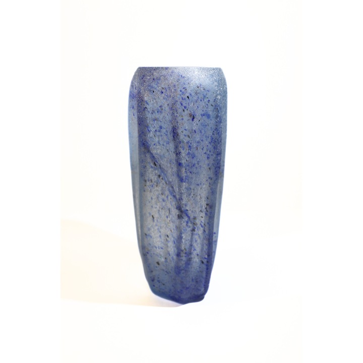 Vaza din sticla, "Rain Sky", handmade, albastra, H27 x D12
