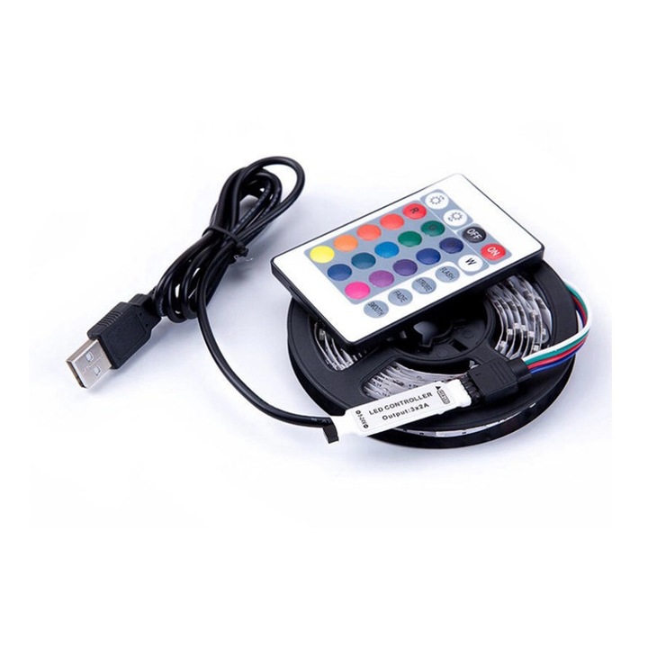 Banda LED, RGB, IP65, Cu telecomanda, USB, Multicolor