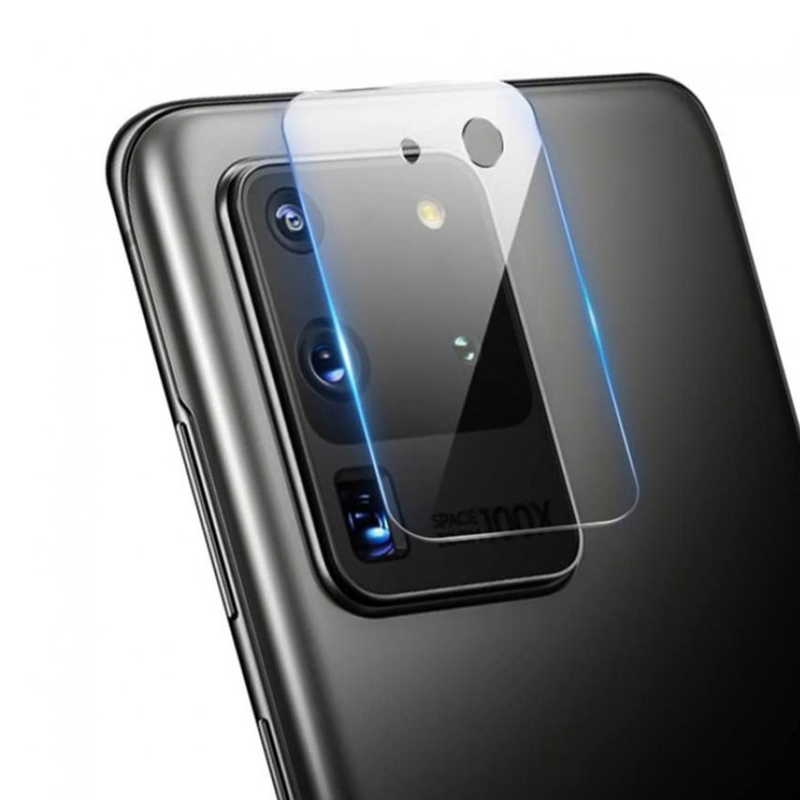 Folie de protectie pentru camera spate Samsung Galaxy S20 Ultra, Tempered Glass 9H, Transparenta