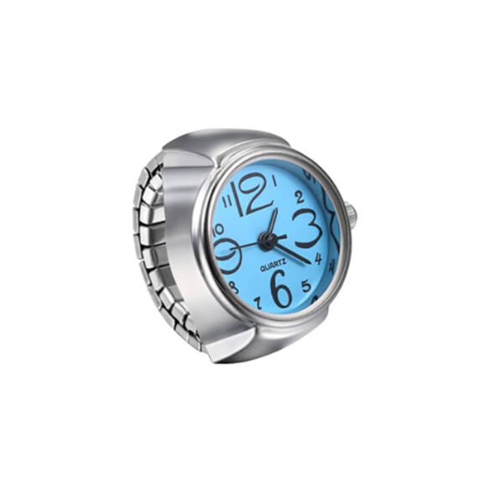 Часовник тип пръстен Arlie, регулируема лента, кварц, аналогов дисплей, син