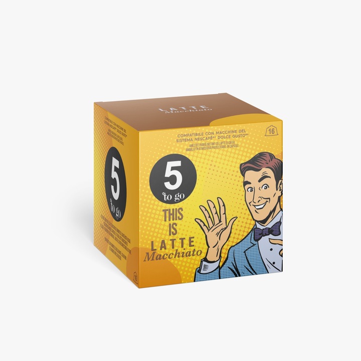 Capsule cafea 5 to go - This is Latte Machiatto, compatibile Dolce Gusto, 16 capsule